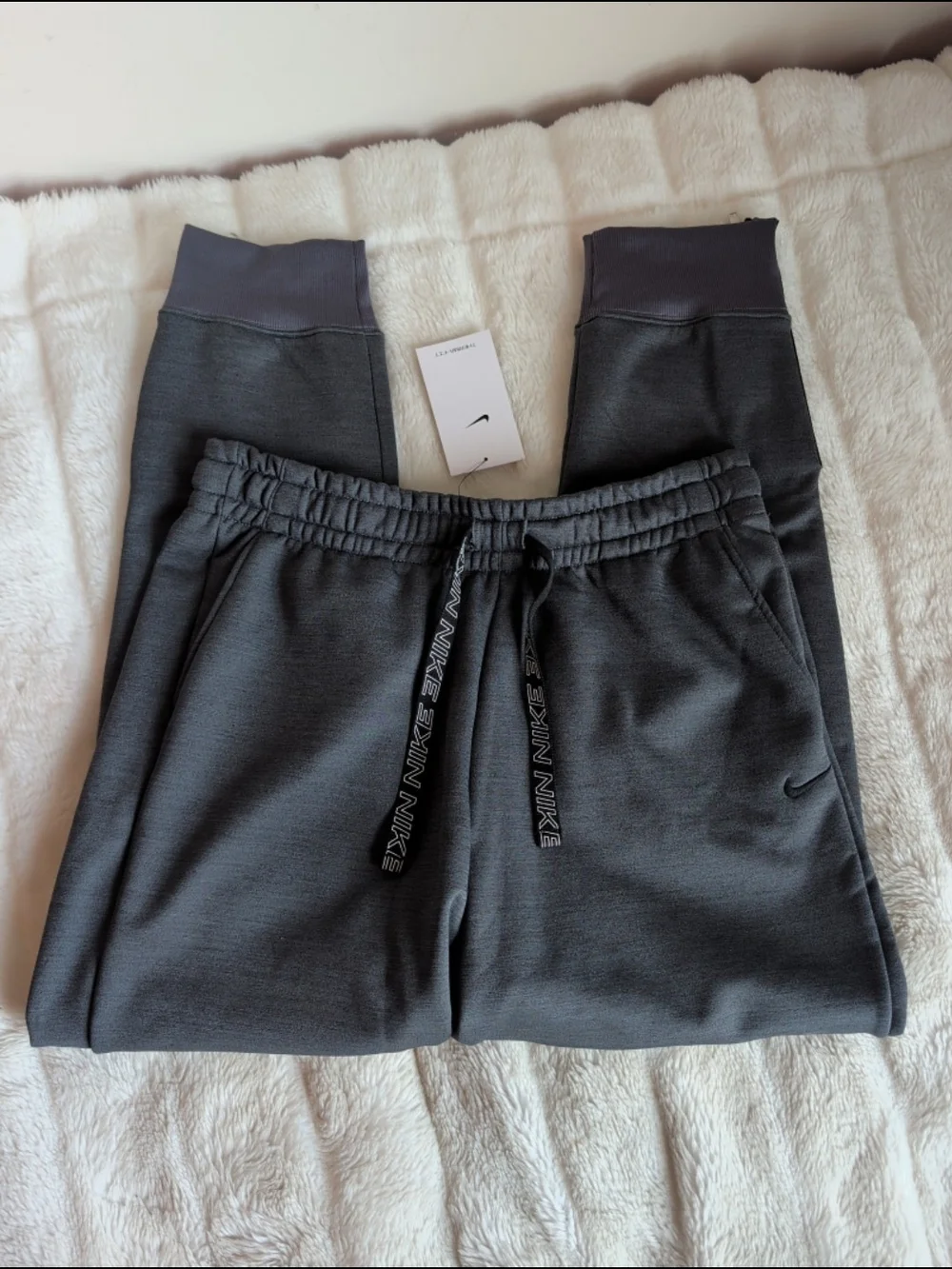 Nike Therma Fit Zip Women's Joggers Charcoal Grey/Black Sz Large NWT